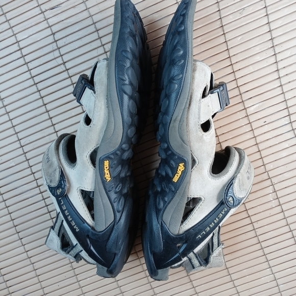 Merrell men's sz 12 brown leather Vlcrow hook & loop close hiking sandals. 39pm - Picture 7 of 11